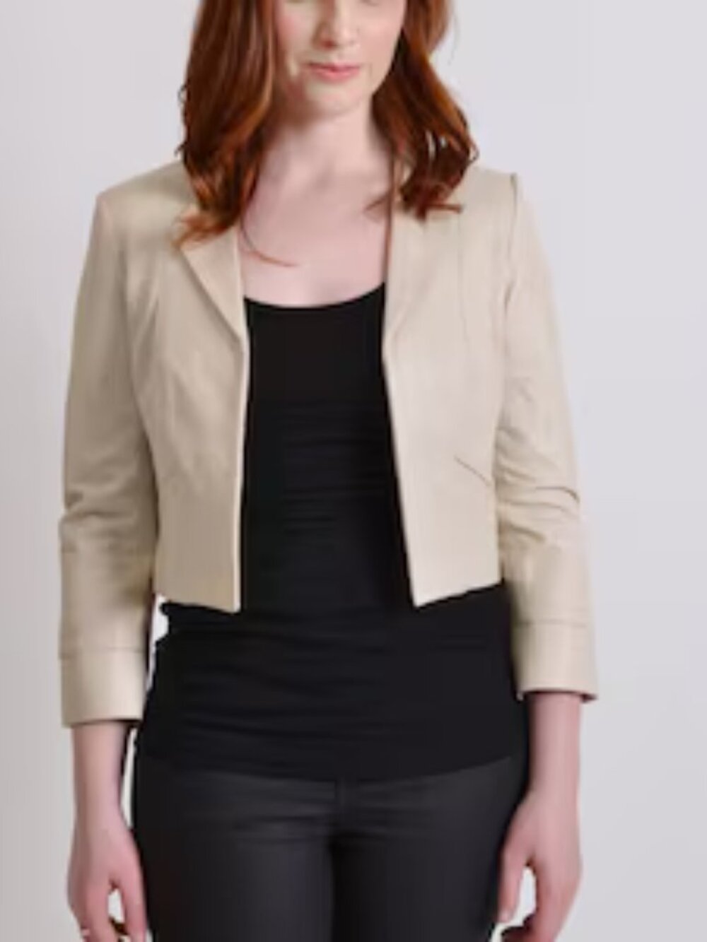 Cream Lambskin Cropped Jacket – new with tags - Picture 3 of 7